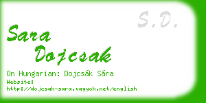 sara dojcsak business card