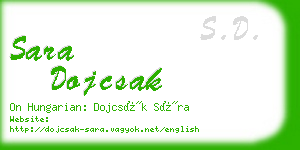 sara dojcsak business card